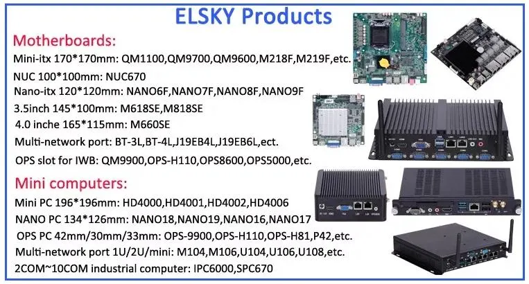Hot Sale Elsky Fanless Pocket Nano Mini PC Dual Cores J1900 Processor for Industrial Control Computer Industrial PC