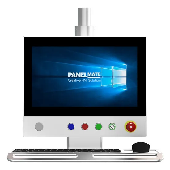 15.6 Inch Industrial Fixed Arm Mounted Operation Panel PC with Pushbutton IP65 Waterproof Dustproof Capacitive Touch Screen Cantilever LCD Display All