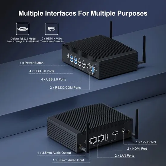 Hystou Outstanding Portable Mini Computer Dual LAN I7 10th CPU 10610u 8g RAM 128g SSD W11 PRO Fanless PC 